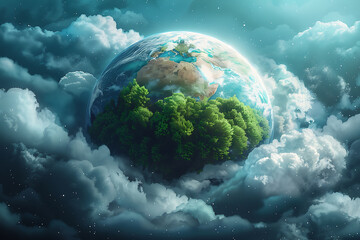 A vibrant blue and green eco Earth globe highlighting themes of environmental world protection, ecological conservation, and the message of "Save the Planet" in celebration of Earth Day