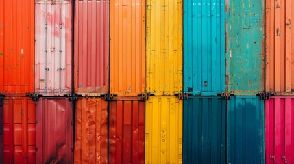 Rows of Vibrant Shipping Containers in the Transport Business