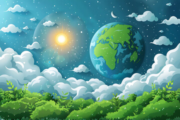 A vibrant blue and green eco Earth globe highlighting themes of environmental world protection, ecological conservation, and the message of "Save the Planet" in celebration of Earth Day