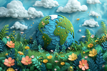 A vibrant blue and green eco Earth globe highlighting themes of environmental world protection, ecological conservation, and the message of "Save the Planet" in celebration of Earth Day