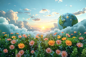 A vibrant blue and green eco Earth globe highlighting themes of environmental world protection, ecological conservation, and the message of "Save the Planet" in celebration of Earth Day