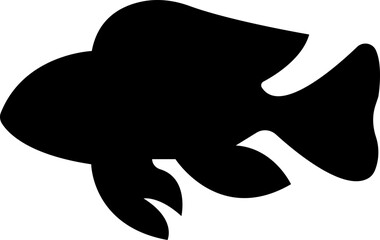 fish icons showing aquatic animals with various fins, scales, tails and gills swimming in water, as a skeleton or in bowl, Freshwater silhouettes, isolated on transparent background labels design