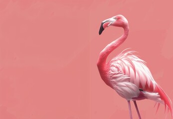 A striking image of a flamingo against a vibrant pink background