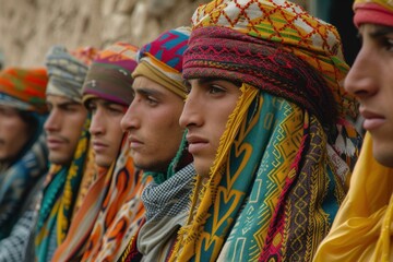 Fototapeta premium Embroidered Berber male traditional clothes. Person lifestyle. Generate Ai