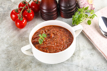 Spanish traditional gazpacho tomato soup