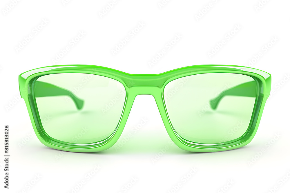 Poster 3d glasses with green frames isolated on white background