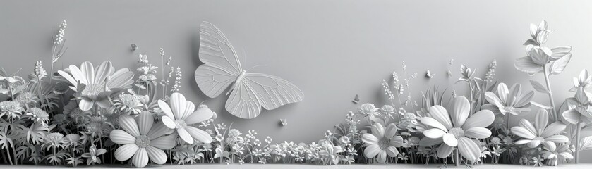 3D rendering of white flowers.