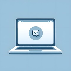 Icon of a laptop with a message, flat colors
