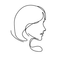 Silhouette of a woman in one black line on a white background