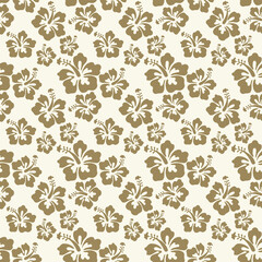 Beautiful seamless floral pattern, spring summer background with tropical flowers hibiscus,. Exotic wallpaper, Hawaiian style
