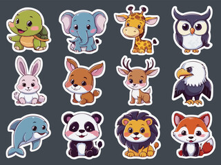 Animal stickers turtle colorful customized vector illustration art