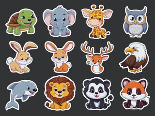 Animal stickers turtle colorful customized vector illustration art