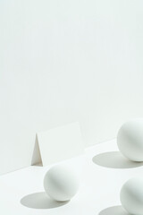 White blank business card mockup, template with geometric, sphere objects