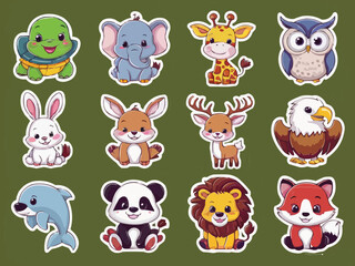 Animal stickers turtle colorful customized vector illustration art