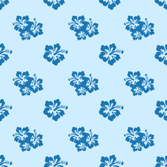 Beautiful seamless floral pattern, spring summer background with tropical flowers hibiscus,. Exotic wallpaper, Hawaiian style