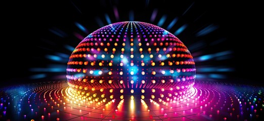 Vibrant Disco Ball Illuminated with Multicolored Lights
