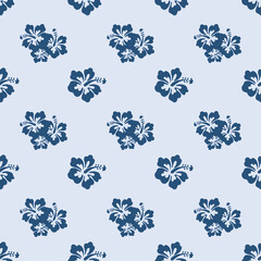 Beautiful seamless floral pattern, spring summer background with tropical flowers hibiscus,. Exotic wallpaper, Hawaiian style