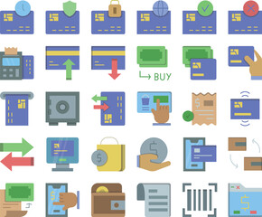 Payment Transaction finance icon set vector stock illustration