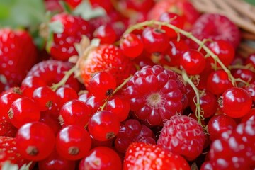 Juicy Berries red fruits. Mix organic fruits. Generate Ai