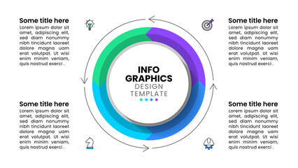 Infographic template. Circle in loop with 4 arrows