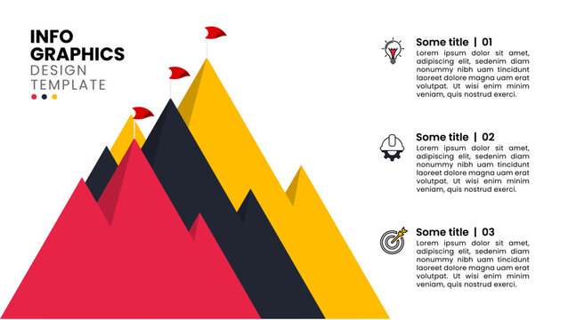 Infographic template. 3 abstract mountains with steps to success