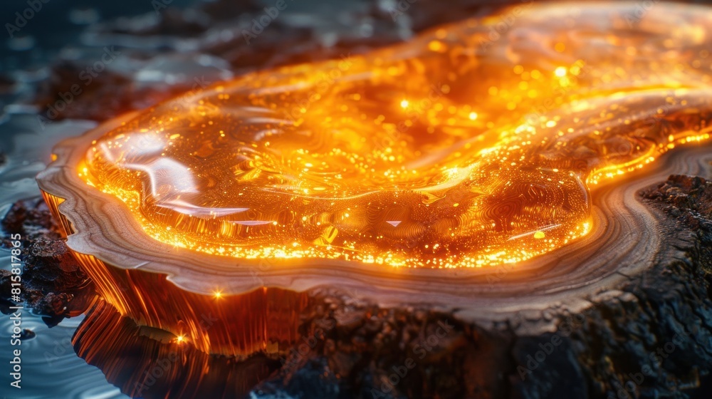Aufkleber against the backdrop of the resin wood led texture background, every object seems to take on a new l