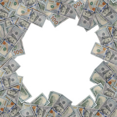 A large amount of money is spread out in a circle The money is in various denominations, including...