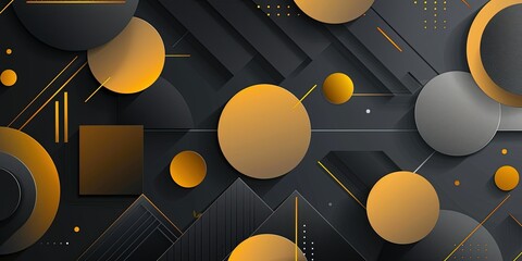 Abstract background banner with Gold and silver shapes on black, vector illustration in the style of a tech theme, flat design in the style of a vector style