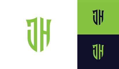Emblem letter JH initial shield logo design