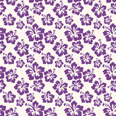 Fototapeta premium Beautiful seamless floral pattern, spring summer background with tropical flowers hibiscus,. Exotic wallpaper, Hawaiian style