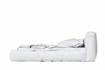 big comfortable bed isolated on white background, home furniture, illustration, 3d rendering