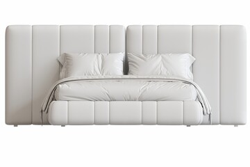 big comfortable bed isolated on white background, home furniture, illustration, 3d rendering