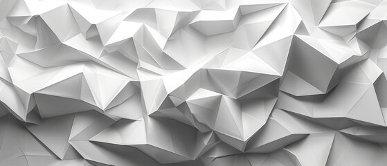 3D rendering of a white crumpled paper. Abstract geometric background.