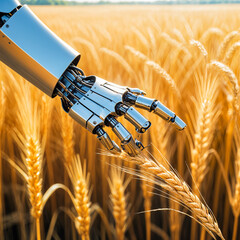 robot and wheat plant