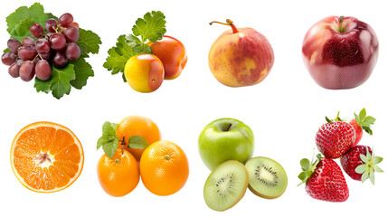 fresh fruits and vegetables isolated on transparent background © Emma