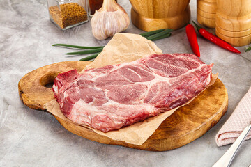 Raw pork neck steak for grill