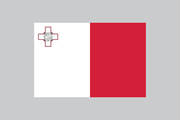 National Flag of Malta, Maltese Country Flag in 2 to 3 proportion, vector illustration on a grey background