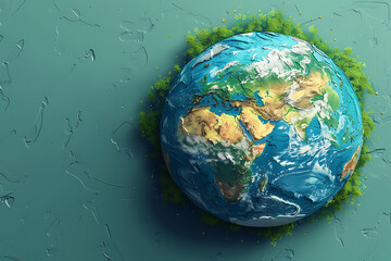 Fototapeta premium A vibrant blue and green eco Earth globe symbolizes environmental world protection and ecological conservation, promoting the message 