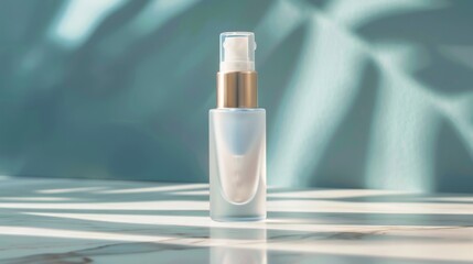 Functional primer bottle with pump, focusing on its ability to enhance facial brightness and create a perfect canvas for makeup