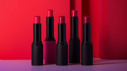 Obraz premium Functional matte lipstick cylinder, focusing on its ability to provide longlasting, intense color with an elegant matte finish