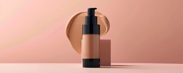 Functional foundation bottle with pump, focusing on its ability to blend seamlessly into the skin, offering an undetectable makeup look