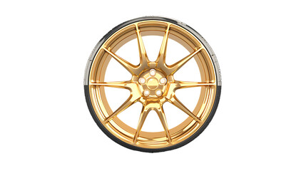 gold alloy car wheel isolated on transparent background