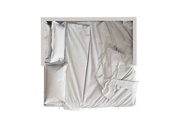 big comfortable bed isolated on transparent background, home furniture, illustration, 3d rendering
