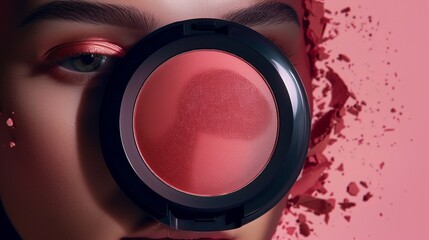 Functional blush cartridge, illustrated in a professional makeup setting, emphasizing its ability to create glowing cheeks with natural hues