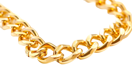 Golden chain isolated on transparent background
