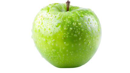 Green juicy apple isolated on transparent background