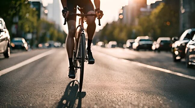 Radfahrerin im Stra&szlig;enverkehr