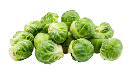 Group of brussel sprouts isolated on transparent background