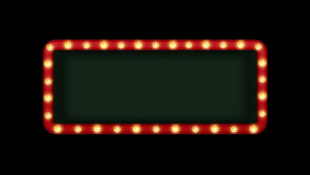 Marquee light board retro neon sign. Abstract banner or signboard. Modern frame background. Light board disco party title. Concept of jackpot winner or casino logo for text with empty copy space
