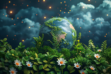 A vibrant blue and green eco Earth globe highlighting themes of environmental world protection, ecological conservation, and the message of "Save the Planet" in celebration of Earth Day